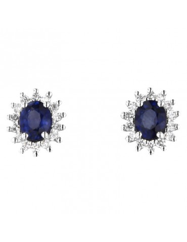 Davite & Delucchi Woman's Earrings - in 18k White Gold with Natural Diamonds and Sapphires 1.00 ct - 0