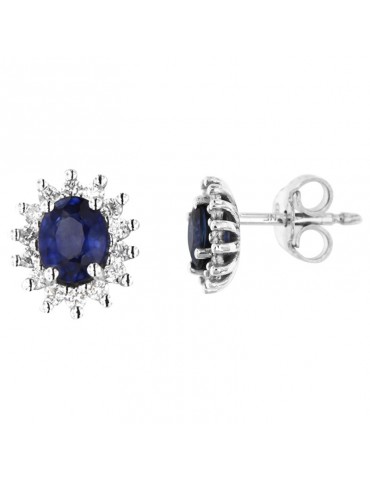 Davite & Delucchi Woman's Earrings - in 18k White Gold with Natural Diamonds and Sapphires 1.00 ct - 0 2