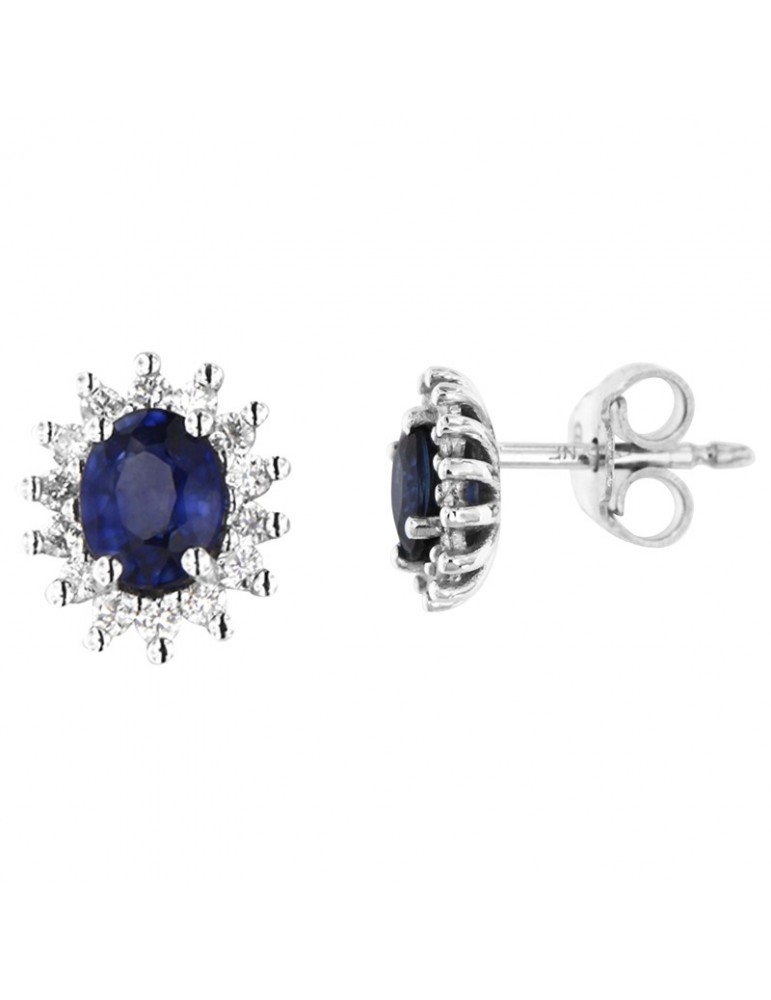 Davite & Delucchi Woman's Earrings - in 18k White Gold with Natural Diamonds and Sapphires 1.00 ct - 0