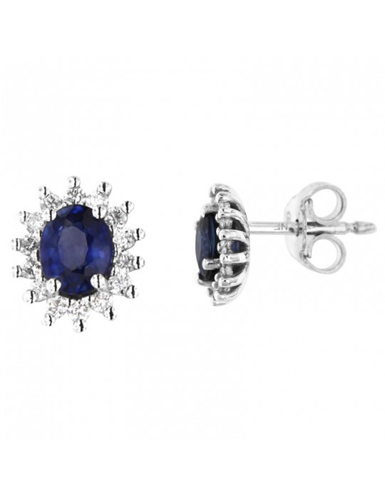 Davite & Delucchi Woman's Earrings - in 18k White Gold with Natural Diamonds and Sapphires 1.00 ct - 0