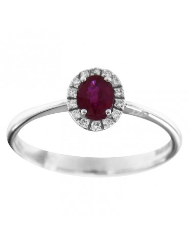 Davite & Delucchi Woman's Ring - Rosette in 18K White Gold with Natural Diamonds and Ruby 0.45 ct - 0 2