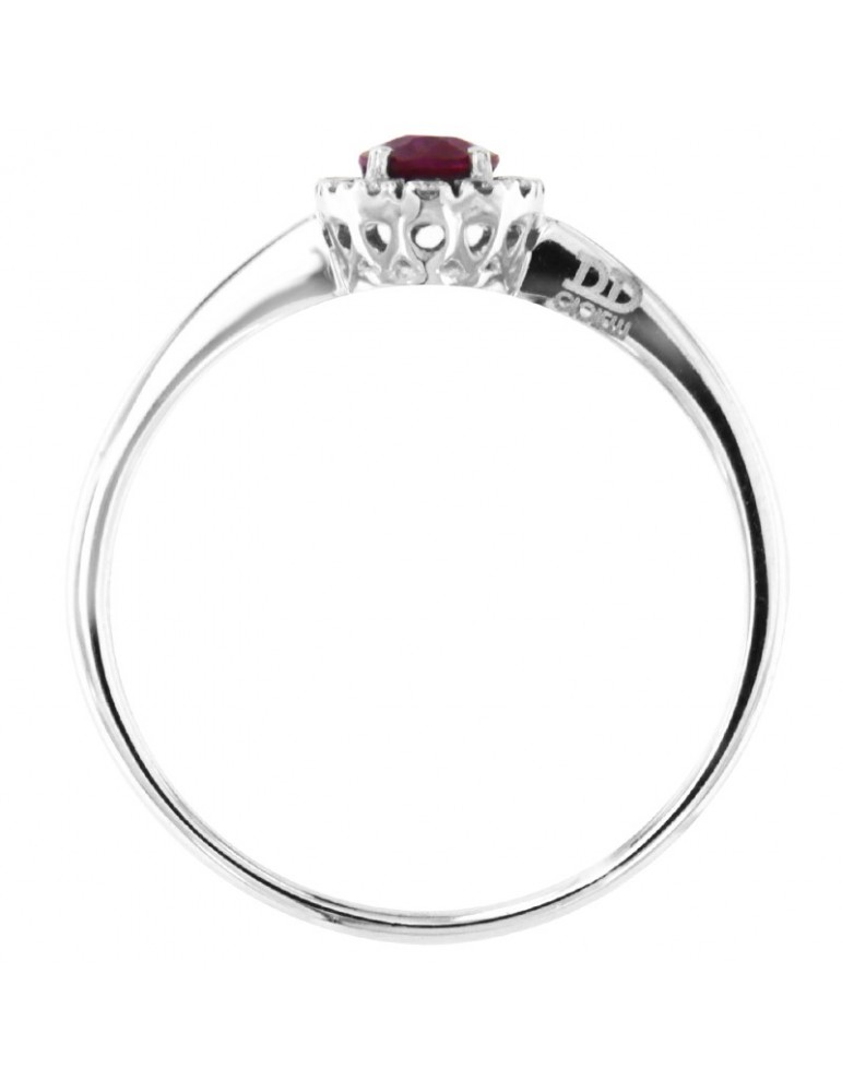 Davite & Delucchi Woman's Ring - Rosette in 18K White Gold with Natural Diamonds and Ruby 0.45 ct - 0