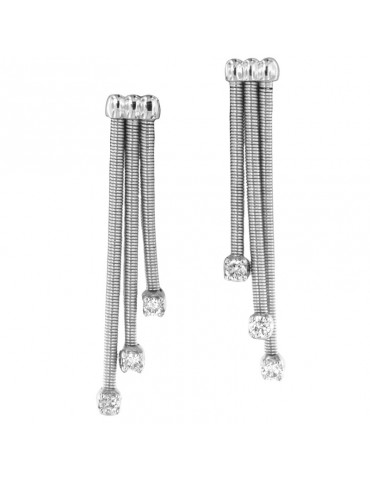 Marco Bicego Woman's Earrings - Santorini in 18K White Gold with Three Wires with Natural Diamonds - 0