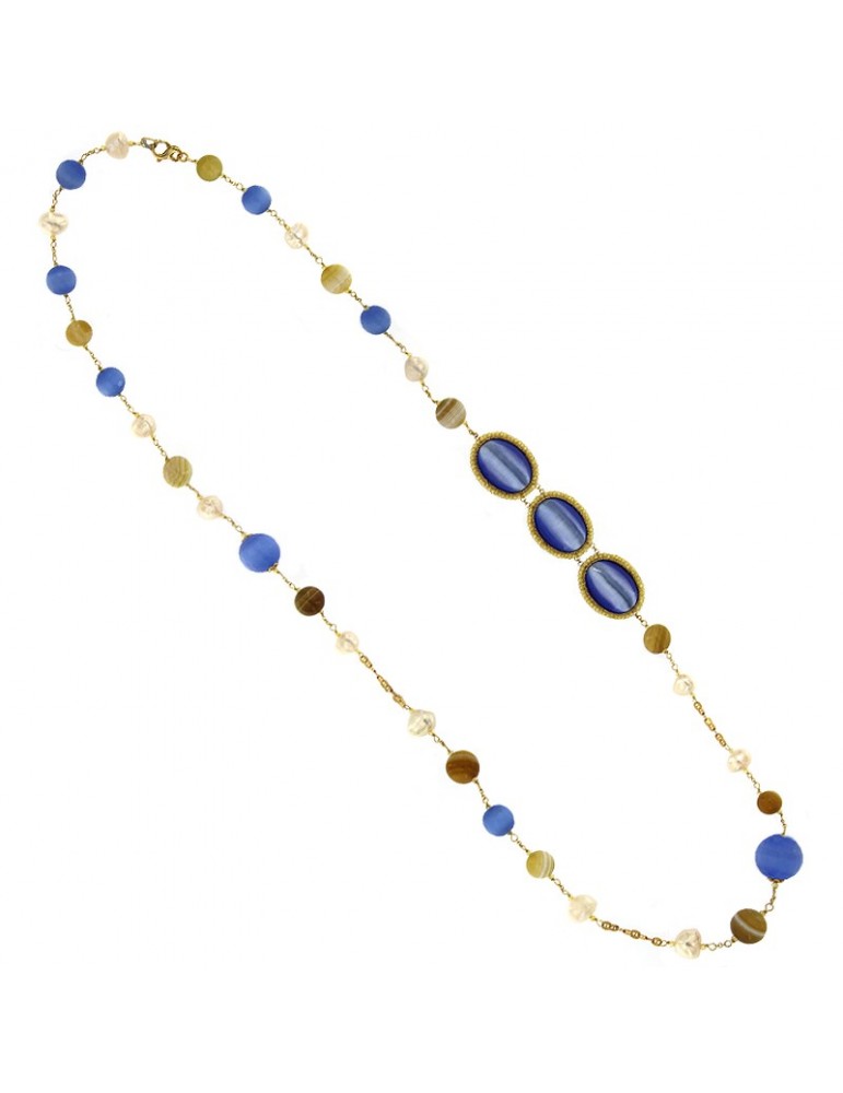 Sikè Necklace - 925% Gold Plated Silver - Hydrothermal Quartz-Pearls-ART12611