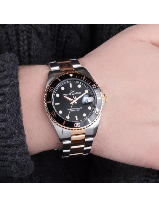 Orologio Philip Watch - Caribe - 42mm Nero Rose Gold - R8253597061