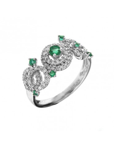 Chirico Ring with Diamonds and Emeralds for Women - 0