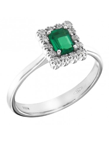 Anello Crieri - Bogotá - Oro Bianco Diamanti - Smeraldo 0,32 ct - AFSPPK032EC1150H