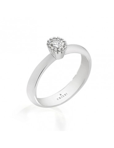 Crieri Solitaire Ring - Musa in White Gold with Diamond - 0