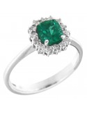 Crieri Woman's Ring - Bogotá in 18K White Gold with Natural Diamonds and Emerald 0,89 ct - 0