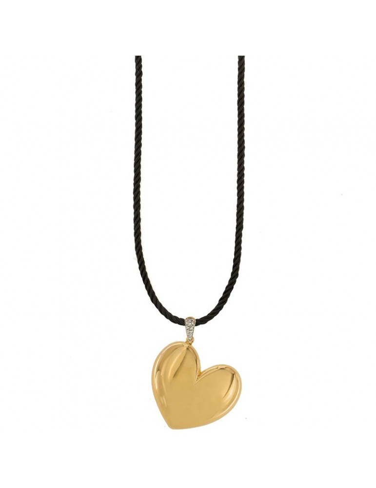 Rue Des Mille Necklace - Go Big Electroformed Torchon Cord Gold Heart - 0