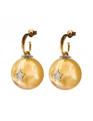 Rue Des Mille Earrings - Starball Giga Sphere and Gold Stars - 0