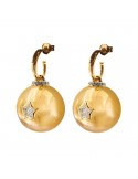 Rue Des Mille Earrings - Starball Giga Sphere and Gold Stars - 0