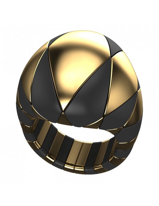 Roberto Demeglio Woman's Ring - Aura in Golden Yellow and Black Satin Ceramic - 0
