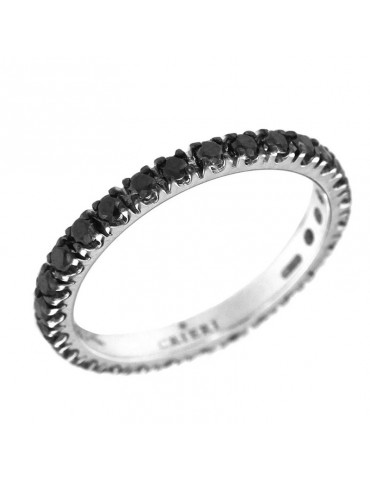 Crieri Veretta Woman's Ring - Aeterna in 18K White Gold with Black Diamonds 0.65 ct - 0