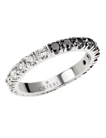 Crieri Veretta Ring - Eclipse in 18K White Gold with White and Black Diamonds 0.21 ct - 0