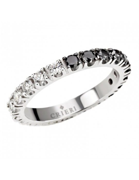 Anello Crieri - Eclissi - Oro Bianco - Diamanti Bianchi - Neri 0,21 ct - AETECK040LWP210