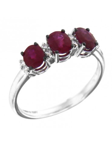 Anello Davite&Delucchi Trilogy - Oro - Diamanti - Rubini 1,30 ct - AA031667RB