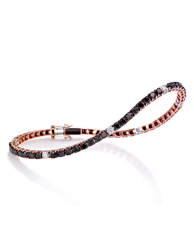Bracciale Tennis Crieri - Lucciole - Oro Rosa - Diamanti Neri 3,60 ct - BTELCK360LWS190