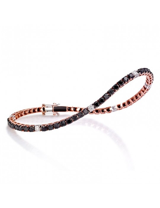 Tennis Bracelet Crieri Woman - Lucciole in 18K Rose Gold with White Diamonds and Black Diamonds 3.60 ct - 0