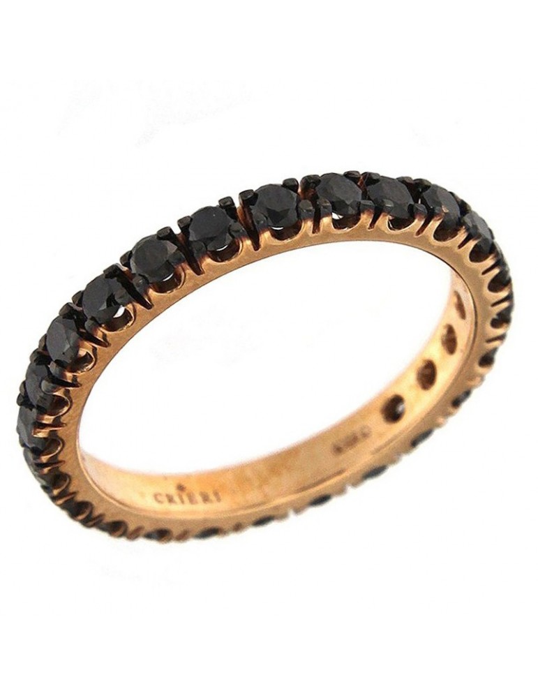 Crieri Veretta Ring - Aeterna in 18K Rose Gold with Black Diamonds 0.29 ct - 0