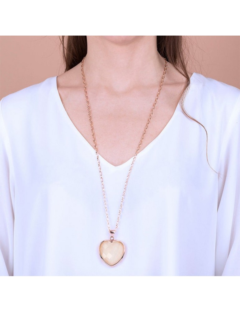 Collana Bronzallure - Pendente Cuore - Quarzo Rosa  - WSBZ00048LGR