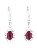 Davite & Delucchi Woman's Earrings - 18 kt White Gold Pendants with Natural Diamonds and Rubies 1.10 ct - 0