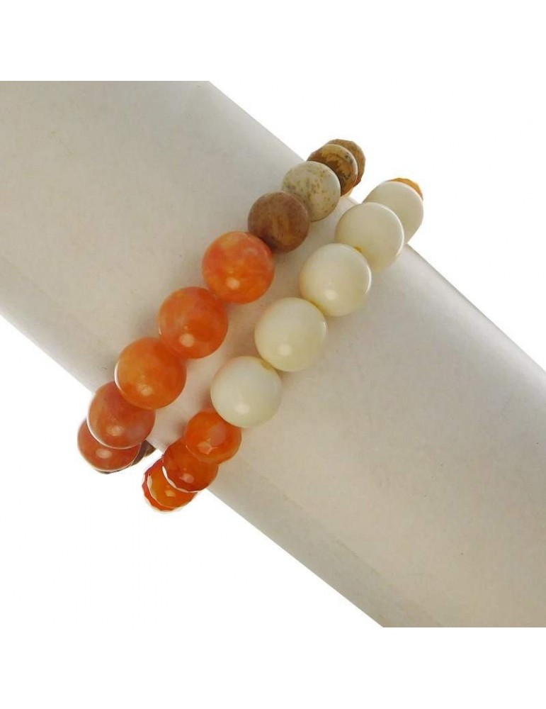 Rajola Woman Bracelet - Link with Calcite, Agate, Jasper Bone and Carnelian - 0