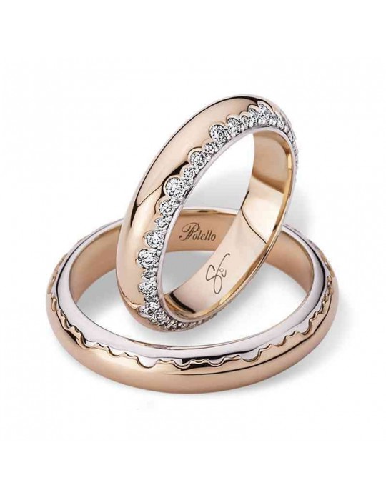 Fede Polello Donna - Oro Rosa - Oro Bianco -Diamanti Naturali- 3267DRB