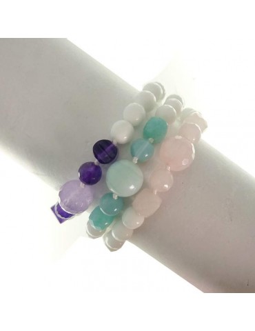 Bracciale Rajola - Soleil - Pasta Bianca - Ametista - Amazzonite - 54688818