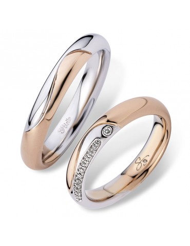 Fede Polello Uomo -Bicolore- Oro Rosa - Oro Bianco 18 carati - 3271UBR