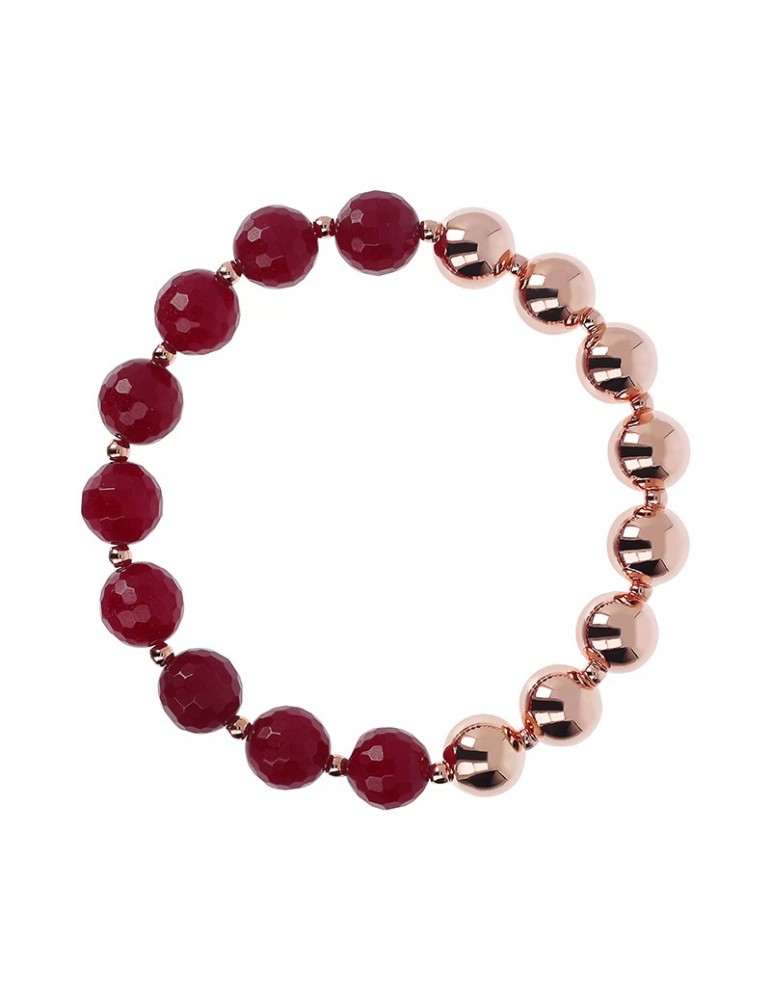 Bronzallure Stretch Variegata Bracelet with Plum Agate for Women - 0