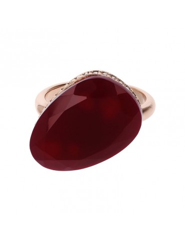 Anello Bronzallure Donna - Preziosa con Pietra Agata Rossa e Zirconi - 0 2