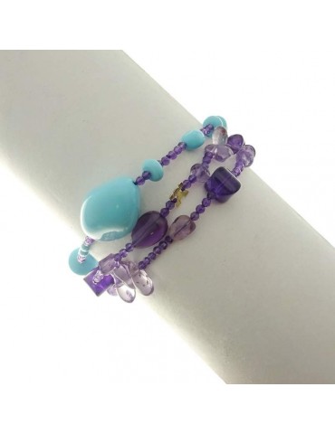 Rajola Woman's Bracelet - Rumba with Amethyst and Turquoise Paste - 0