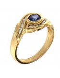 Picca Woman Ring - in Yellow Gold with Diamonds and Sapphire - 0