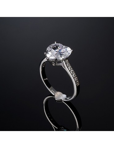 Woman's Chiara Ferragni Ring - First Love Silver with White Zircons and White Heart - 12 - 0