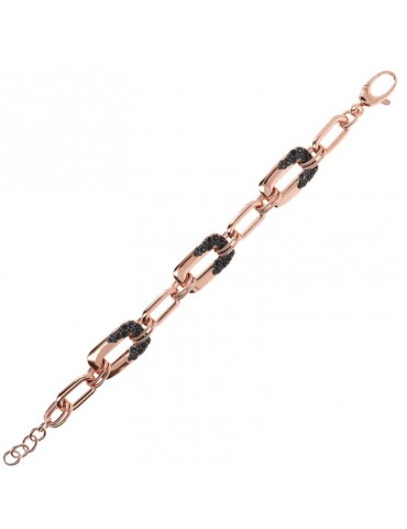 Bronzallure Woman Bracelet - Aurora with Elongated Links and Gray Nano Gem - 0 2