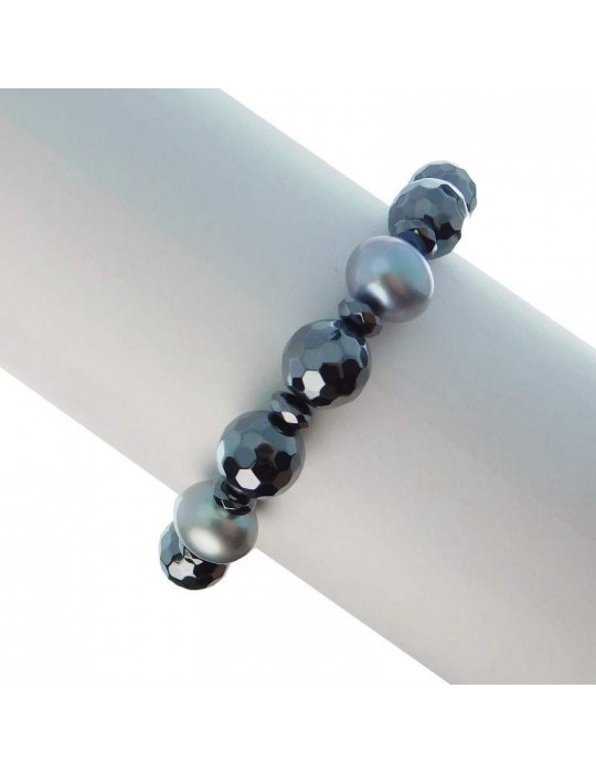 Rajola Woman's Bracelet - Viola with Hematite and Pearls - 0