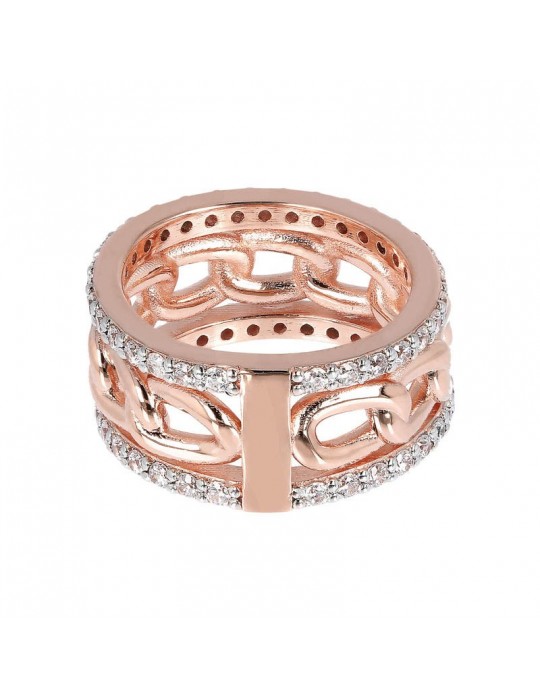 Bronzallure Woman Ring - Very High Multiwire with Chain and Pav - 0