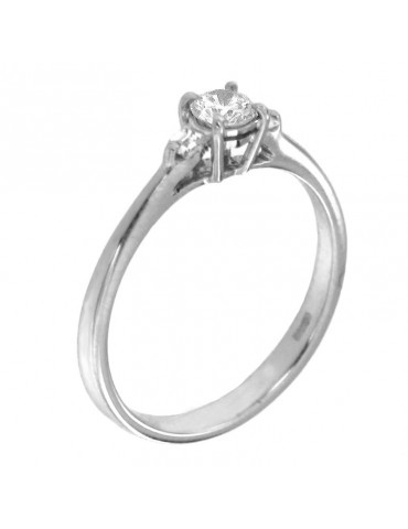 Picca Woman's Solitaire Ring - in White Gold with Diamond - 0