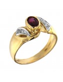 Picca Woman Ring - in Yellow Gold with Diamonds and Ruby - 0