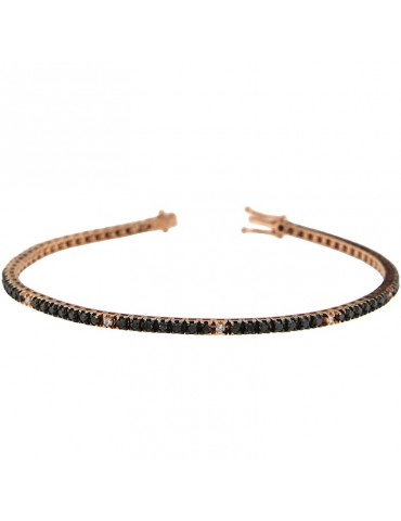 Bracciale Tennis Donna - Lelune - Oro Rosa - Diamanti Neri - LDBR20675