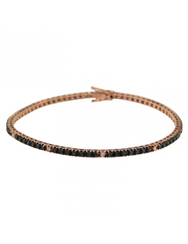 Bracciale Tennis Donna - Lelune - Oro Rosa - Diamanti Neri - LDBR20675 2