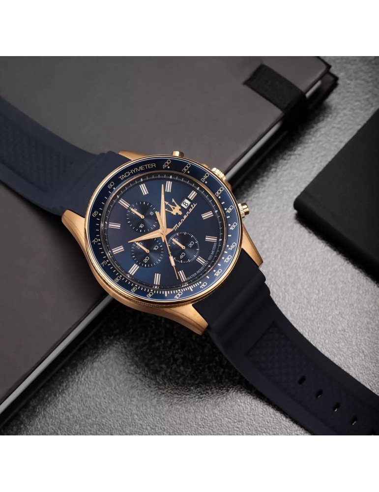 Orologio Maserati Uomo - Sfida Cronografo 44mm Gold Blu - R8871640004