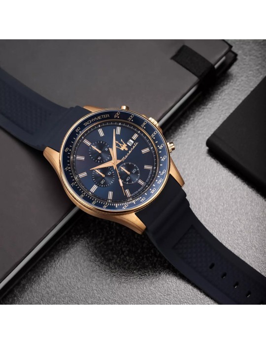 Orologio Maserati Uomo - Sfida Cronografo 44mm Gold Blu - R8871640004