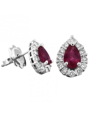Davite & Delucchi Women's Drop Earrings with Rubies and Diamonds - 0