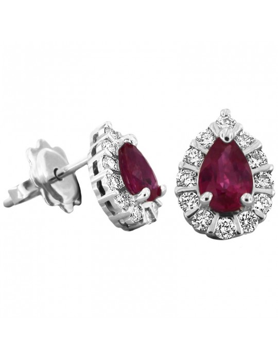 Davite & Delucchi Women's Drop Earrings with Rubies and Diamonds - 0