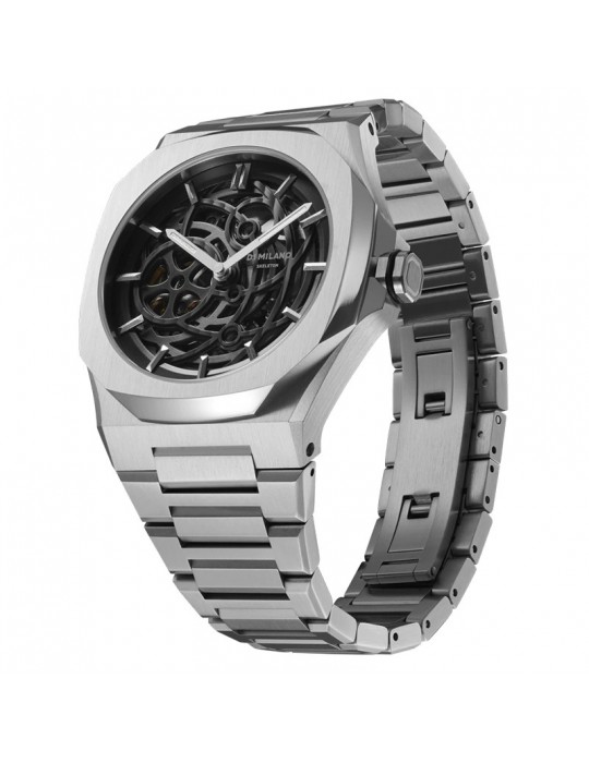 Orologio D1 Milano Uomo - Automatico 41,5mm - Silver Skeleton - SKBJ10