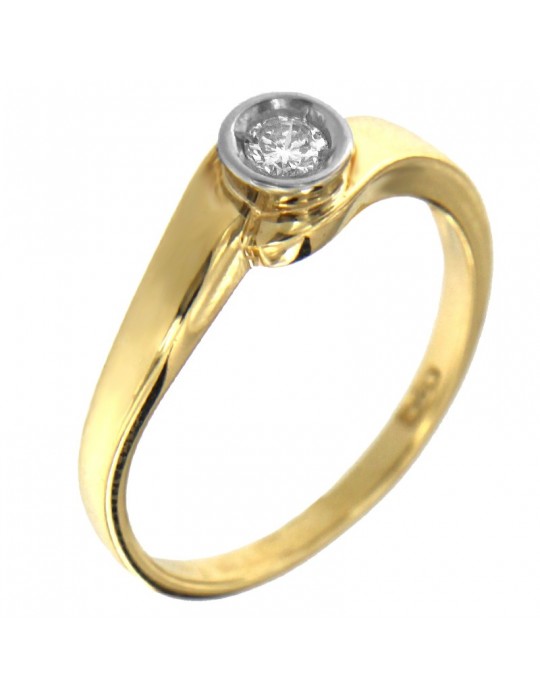 Anello Solitario Picca Donna - in Oro Giallo e con Diamanti - 0