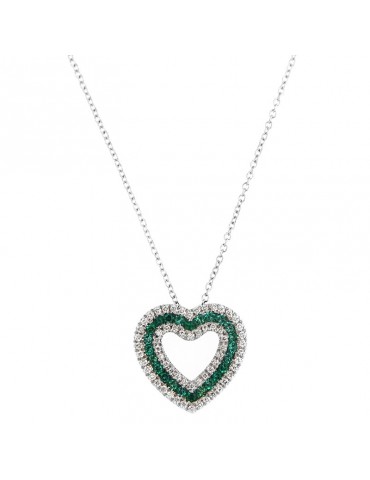 Collana Davite&Delucchi - Oro - Cuore - Diamanti - Smeraldi - CLN010541SMS