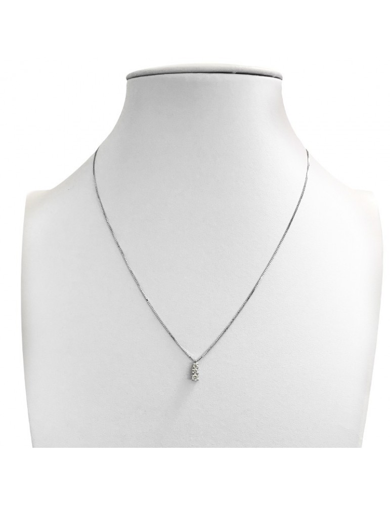 Davite & Delucchi Woman's Necklace - in 18K White Gold Trilogy Pendant with Natural Diamonds 0.27 ct - 0